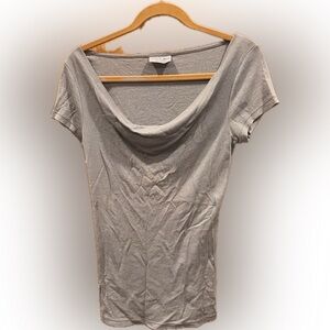 Classic Cowl Neck Short Sleeve Top - Gray